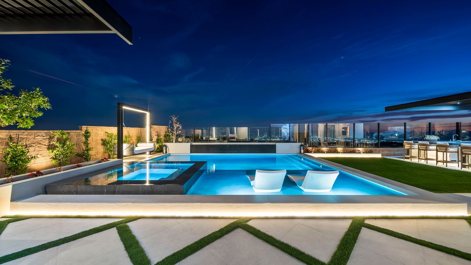 custom pool and backyard by Westmod in Porter Ranch, CA