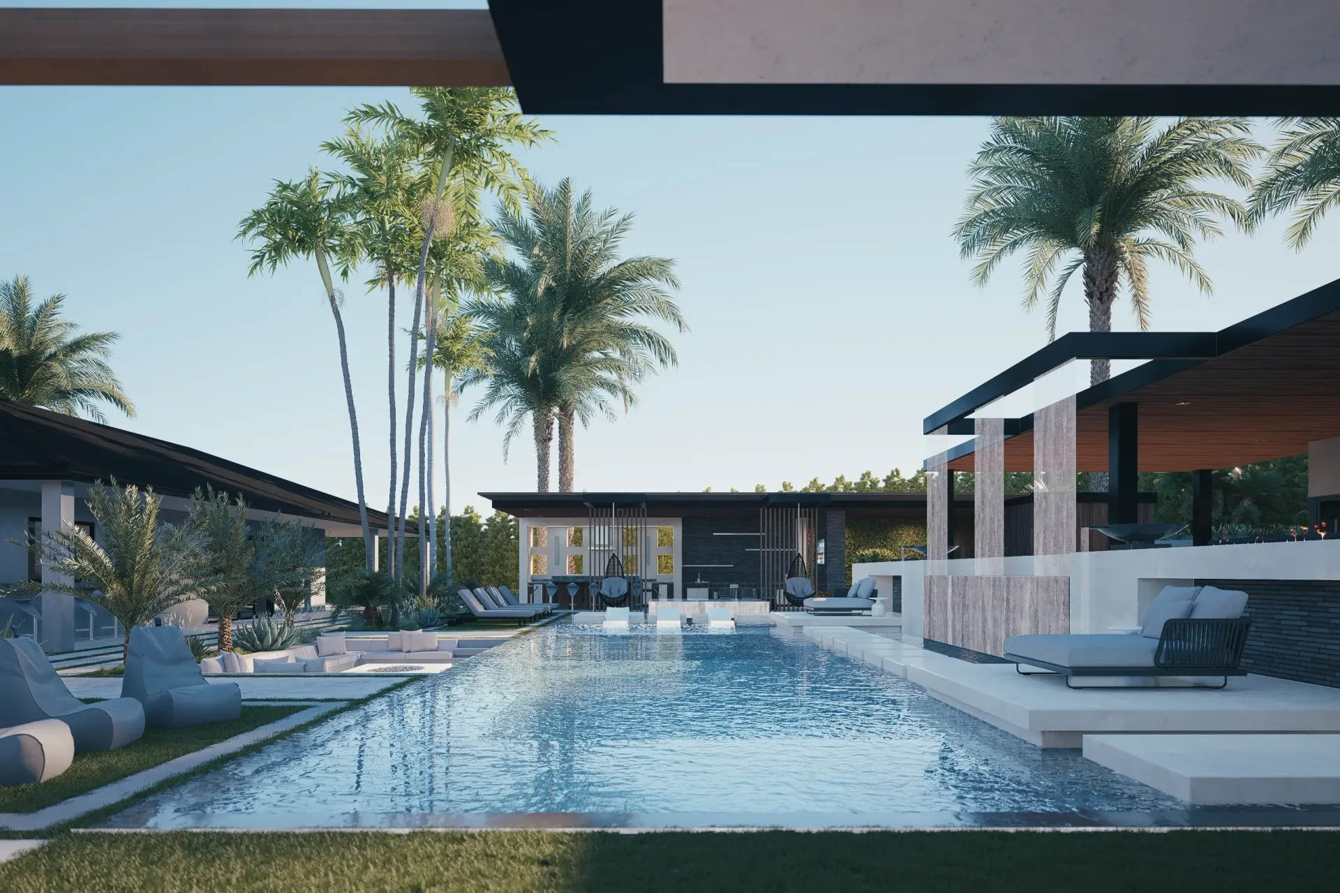 luxury pool and outdoor living space