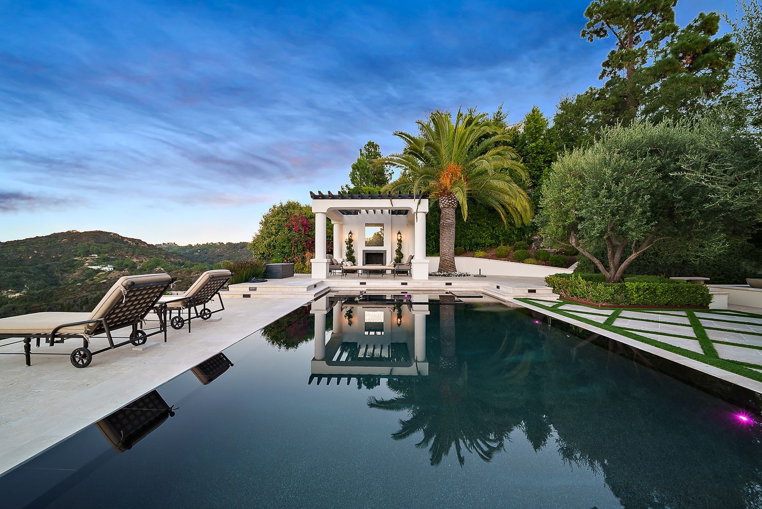 custom pool overlooking lake in Los Angeles, CA.
