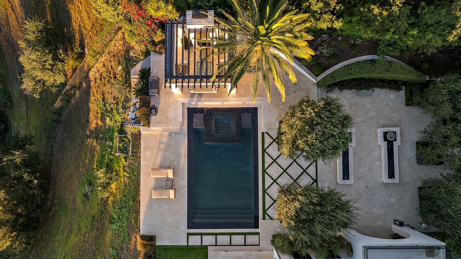 custom pool overlooking lake in Los Angeles, CA.
