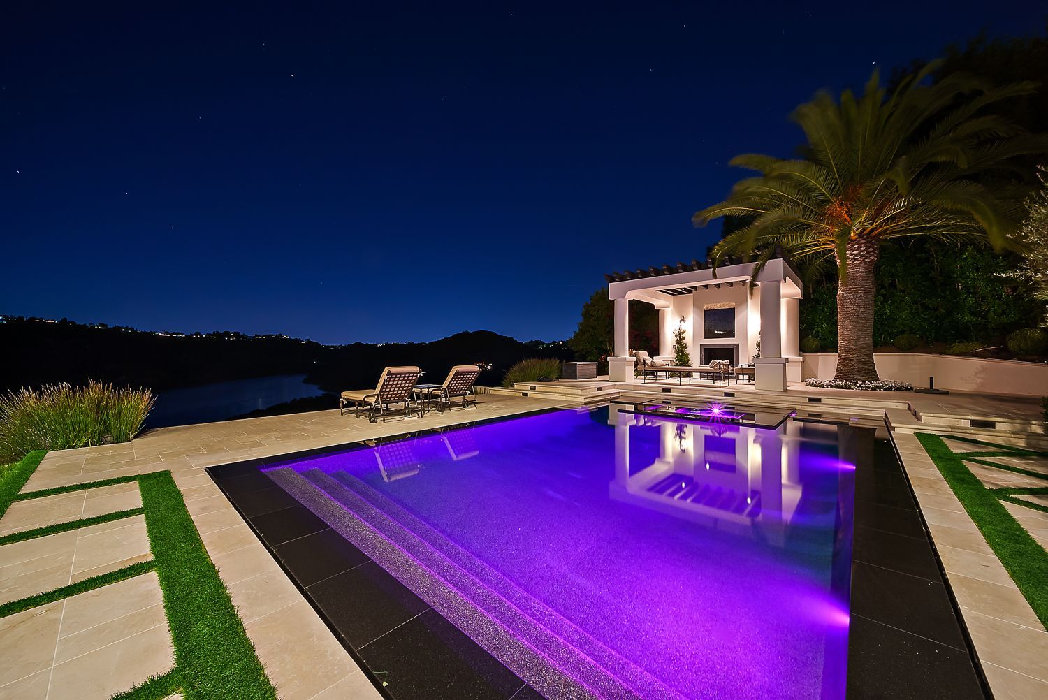 custom pool overlooking lake in Los Angeles, CA.