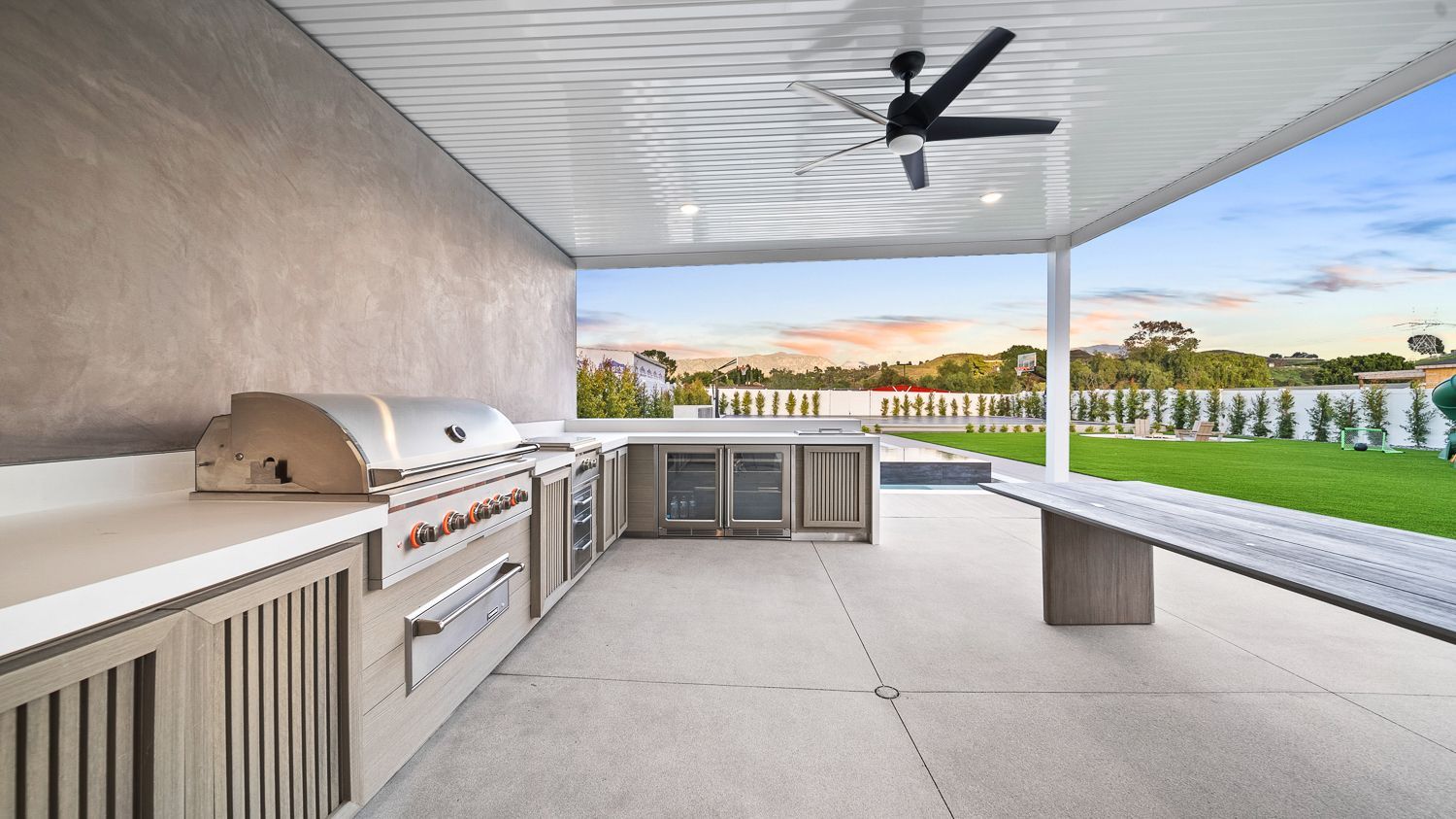 Custom pool and outdoor living project complete with a full court basketball court and outdoor kitchen. Project by Westmod. Location = Santa Clarita, CA. Custom pool and outdoor living project complete with a full court basketball court and outdoor kitchen. Project by Westmod. Location = Santa Clarita, CA.