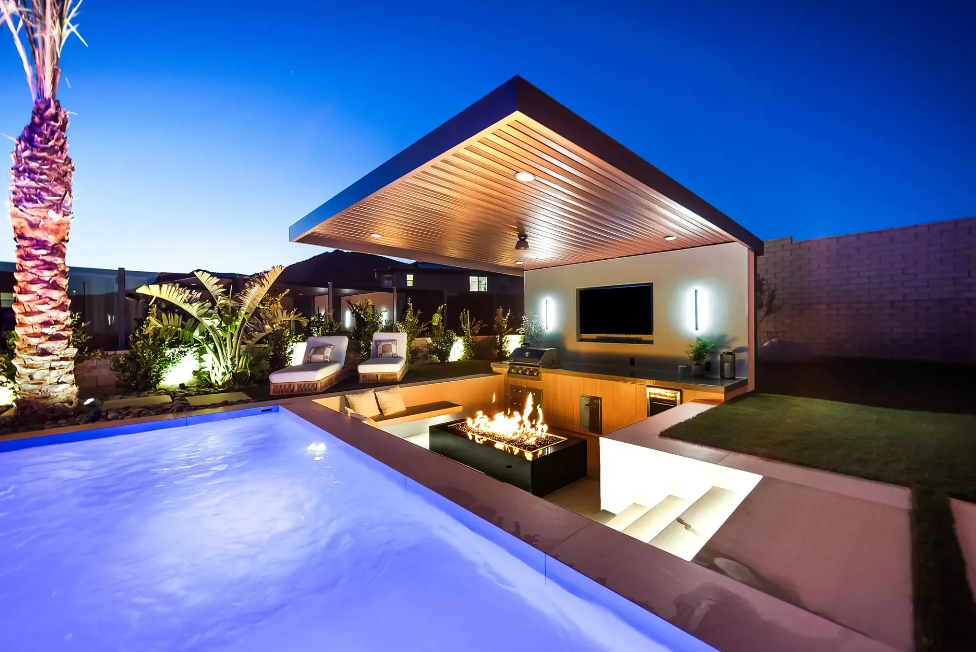 luxury pool and outdoor living space