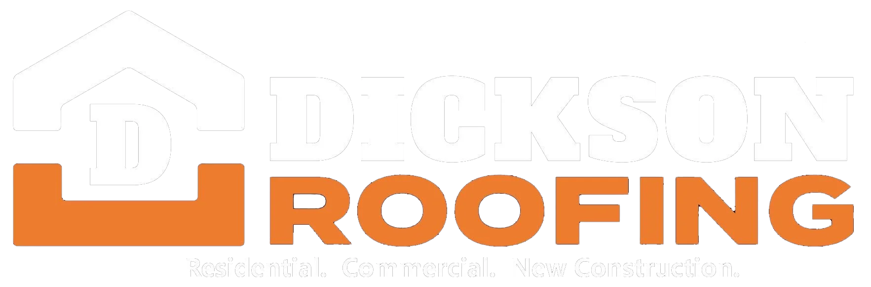 Orange and gray roofing company logo with a house roof icon and the word “ROOFING”