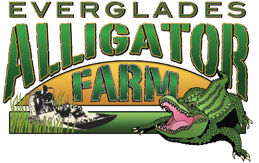 A logo for everglades alligator farm with an alligator on it