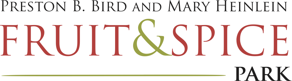 The logo for preston b. bird and mary heinlein fruit & spice park