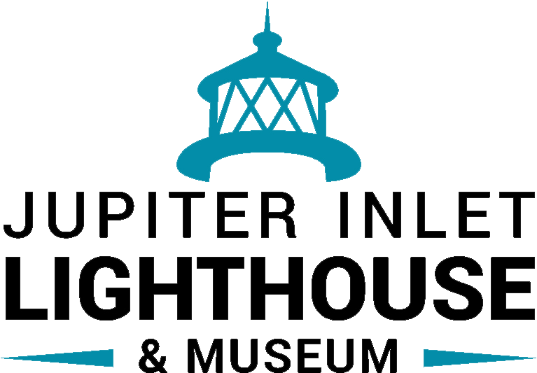 The logo for jupiter inlet lighthouse and museum shows a lighthouse on top of a bridge.
