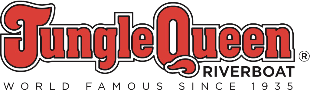 The logo for jungle queen riverboat world famous since 1935