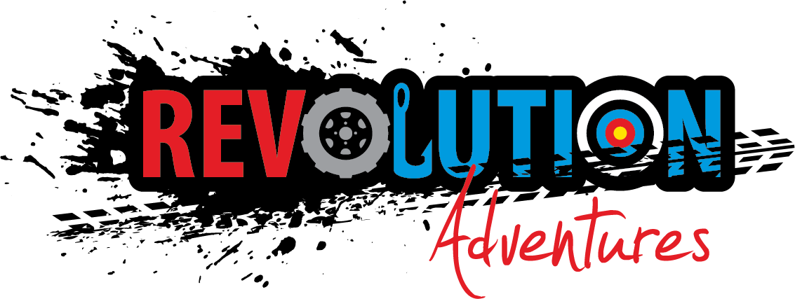 A logo for revolution adventures is shown on a white background.