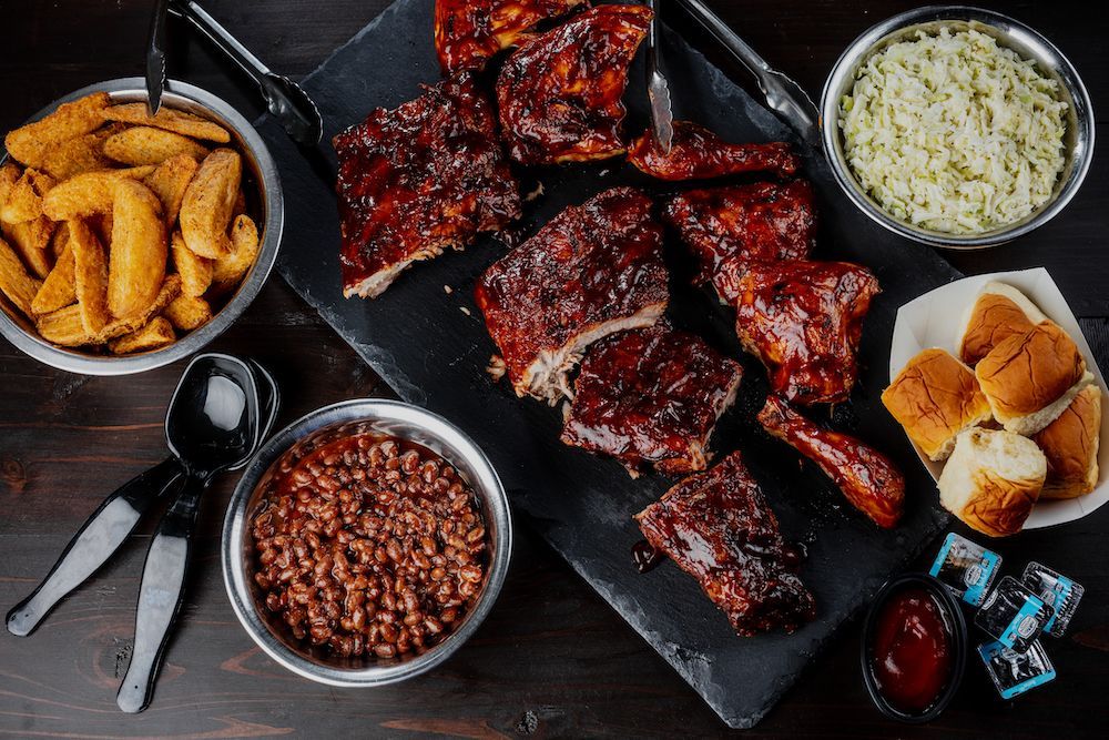 There are many different types of food on the table.