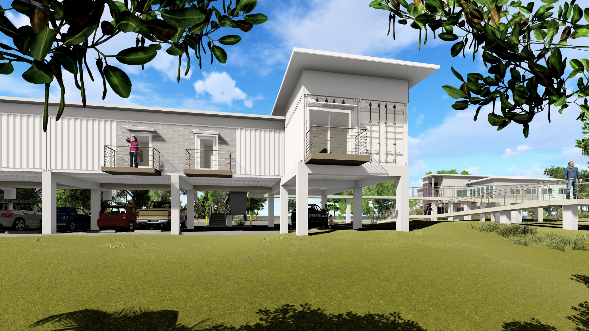 An artist 's impression of a house with a balcony