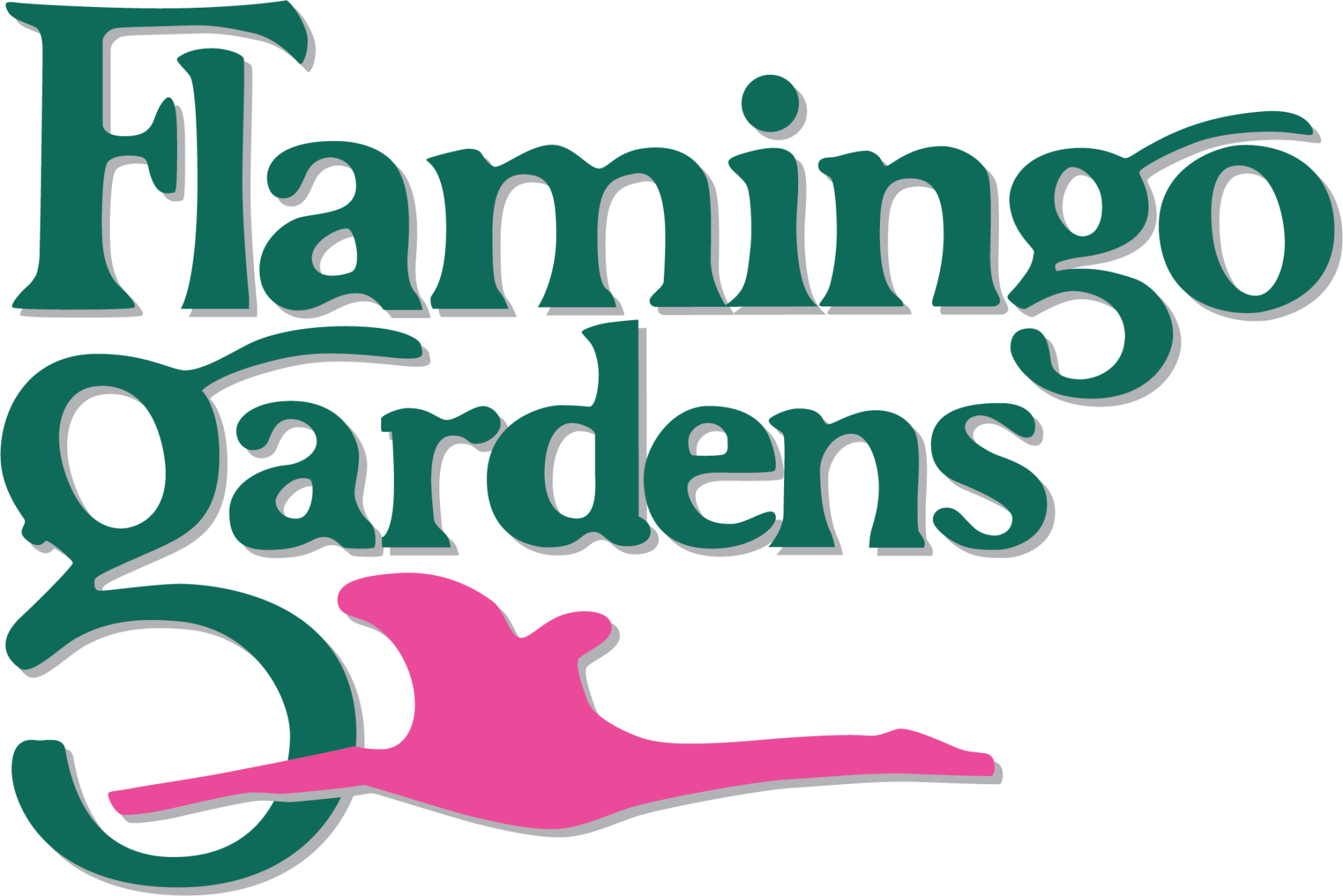 The flamingo gardens logo has a pink bird on it.