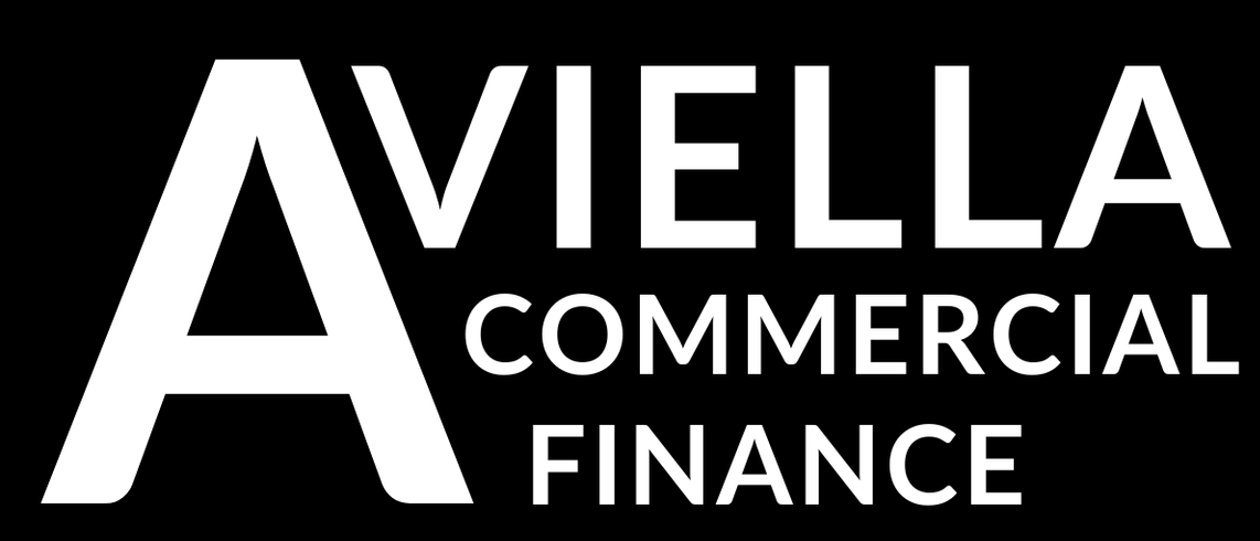 Avilella Commercial Finance logo in white on a black background. 