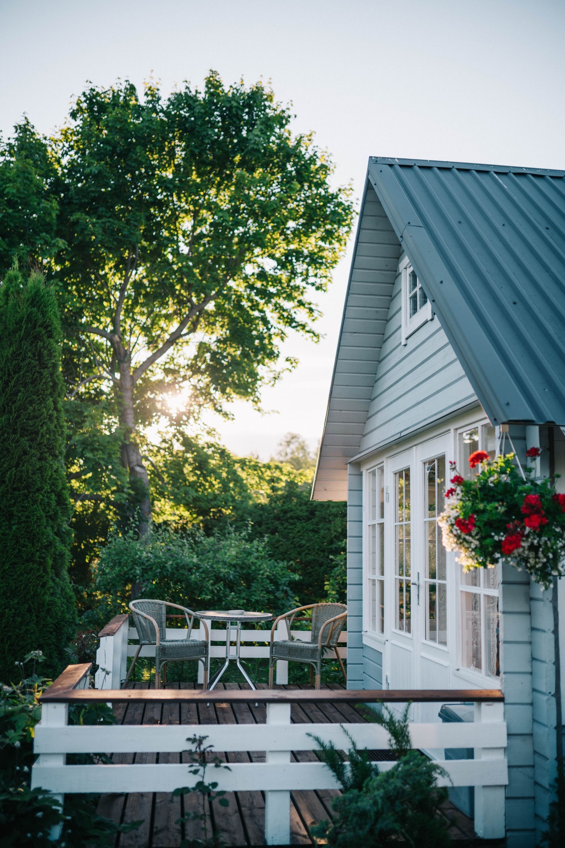a house with metal roofing