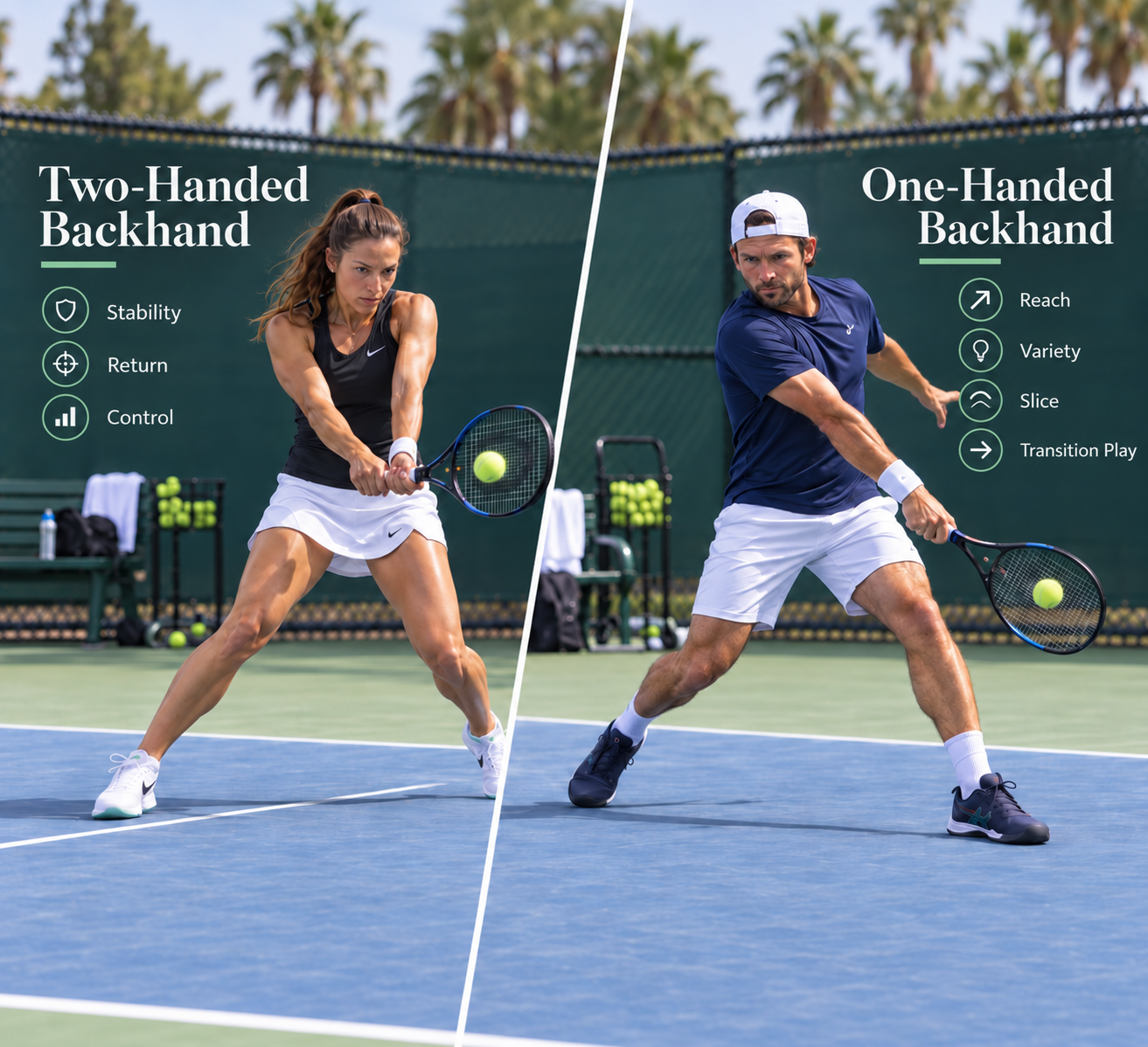 Comparison of one-handed and two-handed tennis backhand strengths.