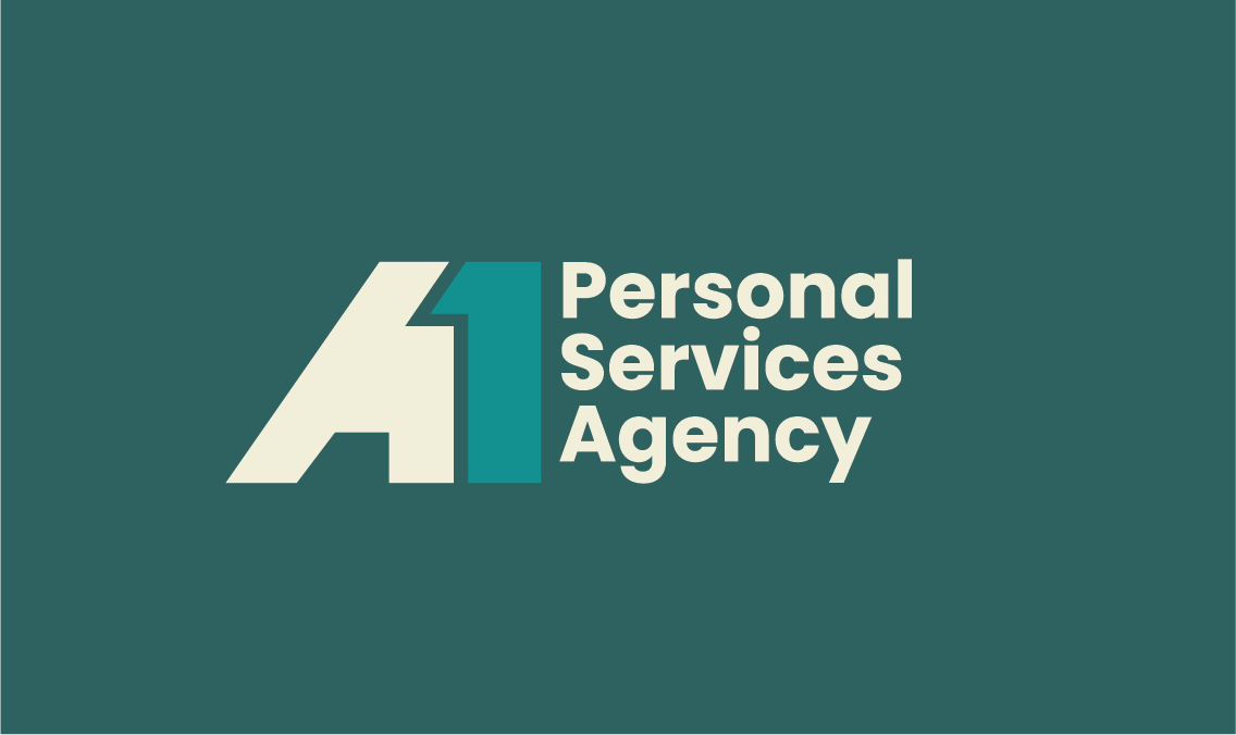 A1 Personal Services Agency logo on a teal background; white 