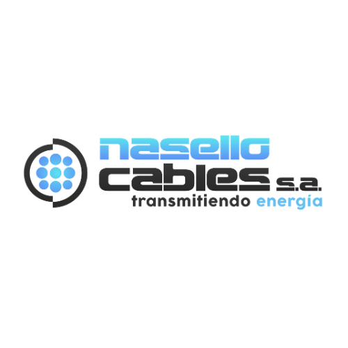 Logotipo de Nacelco Cables SA con texto azul y negro y el eslogan “transmitiendo energía”