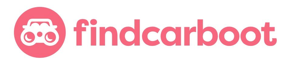 the logo for findcarboot is a pink circle with a car in it .
