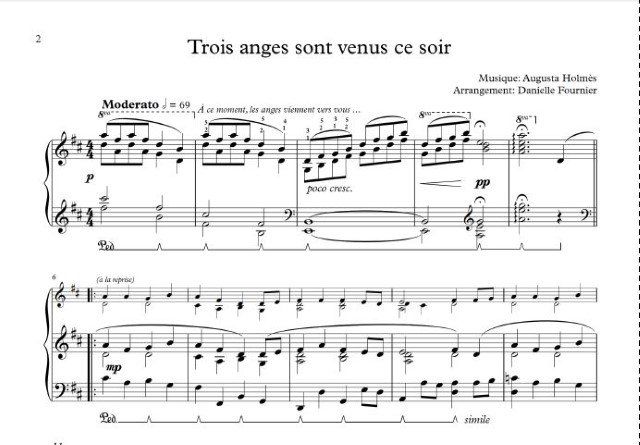 A sheet of music titled trois anges sont venus ce soir