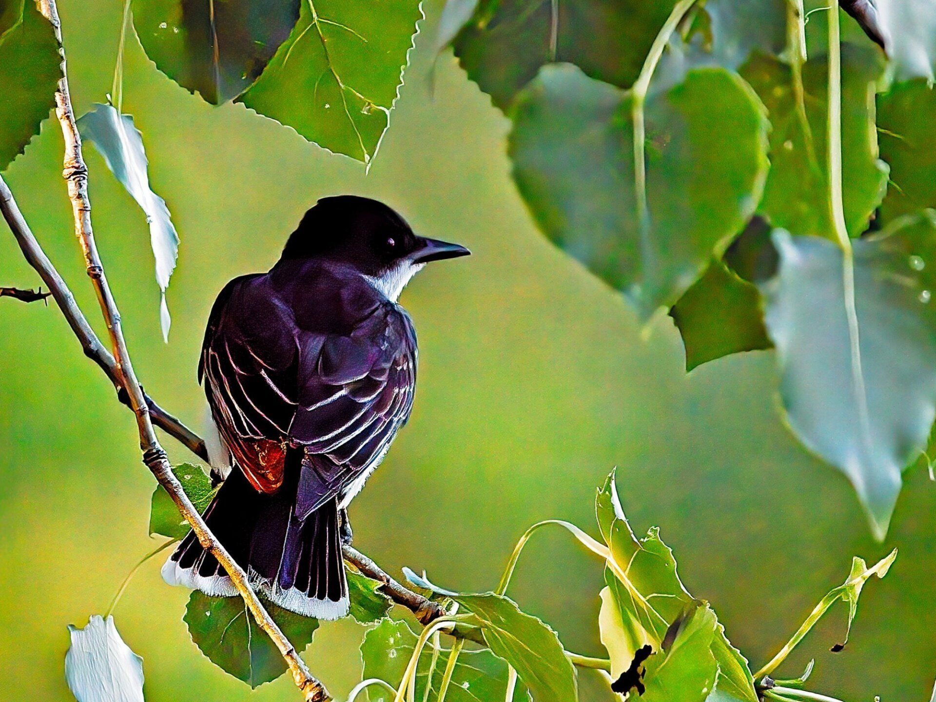 Un petit oiseau noir et blanc perché sur une branche d'arbre