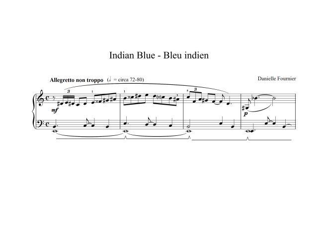 Une partition de musique pour bleu-bleu indien indien sur un piano.