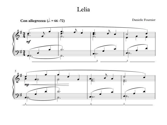 Une partition de musique pour lelia est affichée sur un fond blanc.