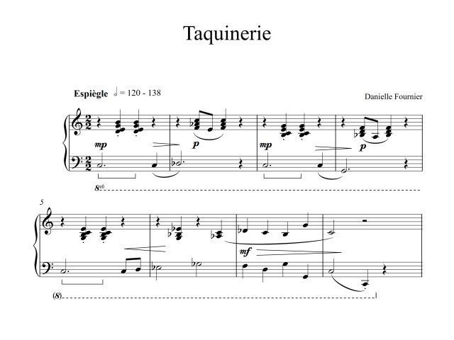Une partition de musique pour taquinerie est présentée sur fond blanc.