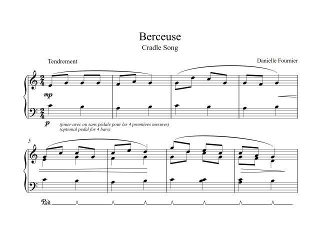 Une partition de musique pour piano est affichée sur un fond blanc.