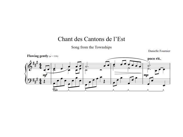 A sheet of music for chant des cantons de l ' est