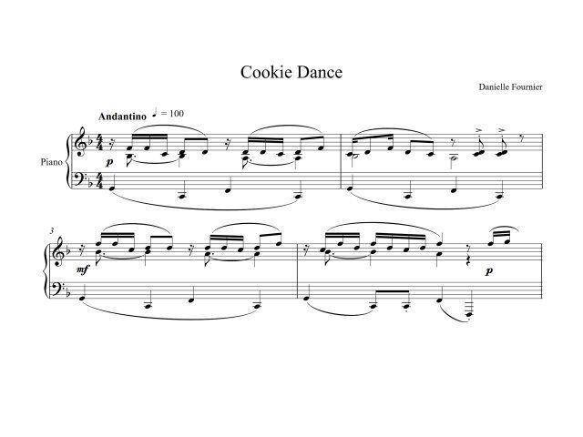 Une partition pour piano intitulée cookie dance.