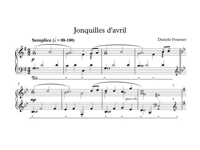 Une partition de jonquilles d'avril est présentée sur fond blanc.
