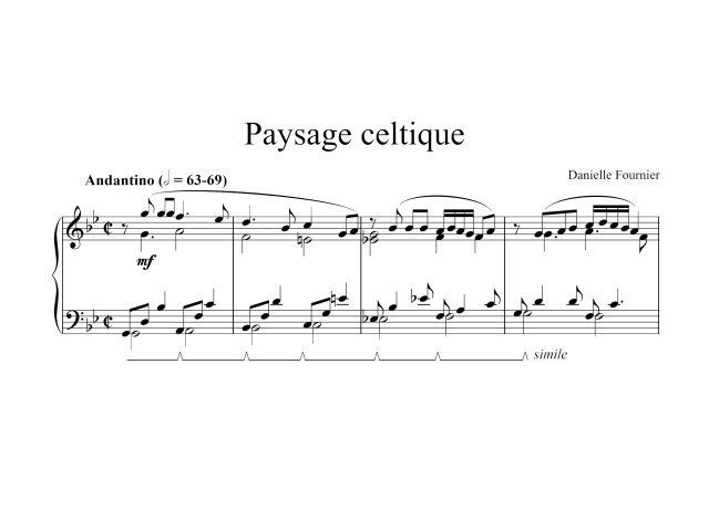 Une partition de musique avec les mots paysage celtique dessus.