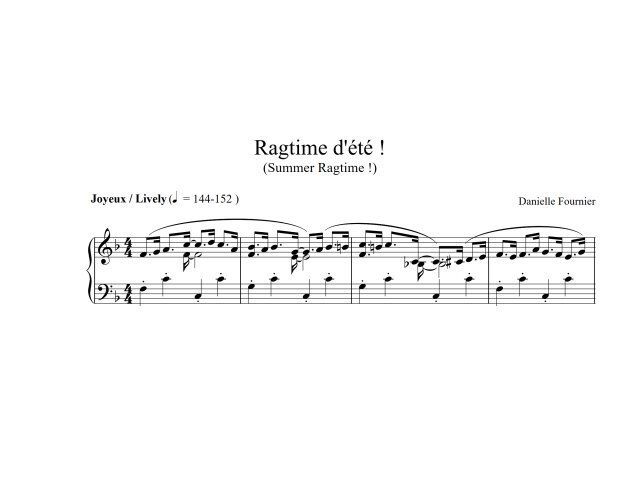 Une partition de ragtime d'été est présentée sur fond blanc.