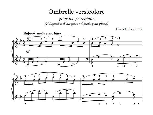 Une partition pour piano intitulée ombrelle versicolore