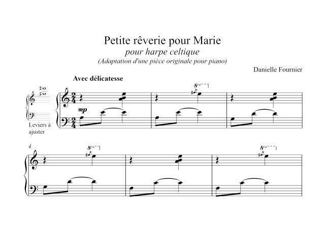Une partition pour petite rêverie pour marie