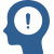 A blue head with an exclamation point inside of it.