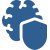 A blue icon of a tree with a shield on a white background.