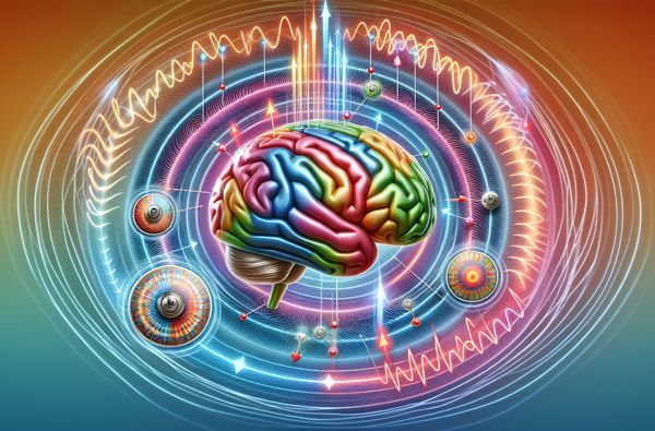 A diagram illustrating the process of transcranial magnetic stimulation (TMS) on the brain.