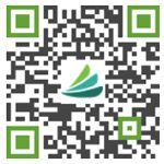 A qr code with a green leaf on it.