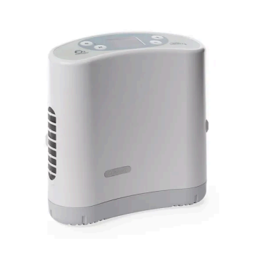 Purificador o humidificador de aire compacto blanco con ventilación lateral y botones de control en la parte superior.