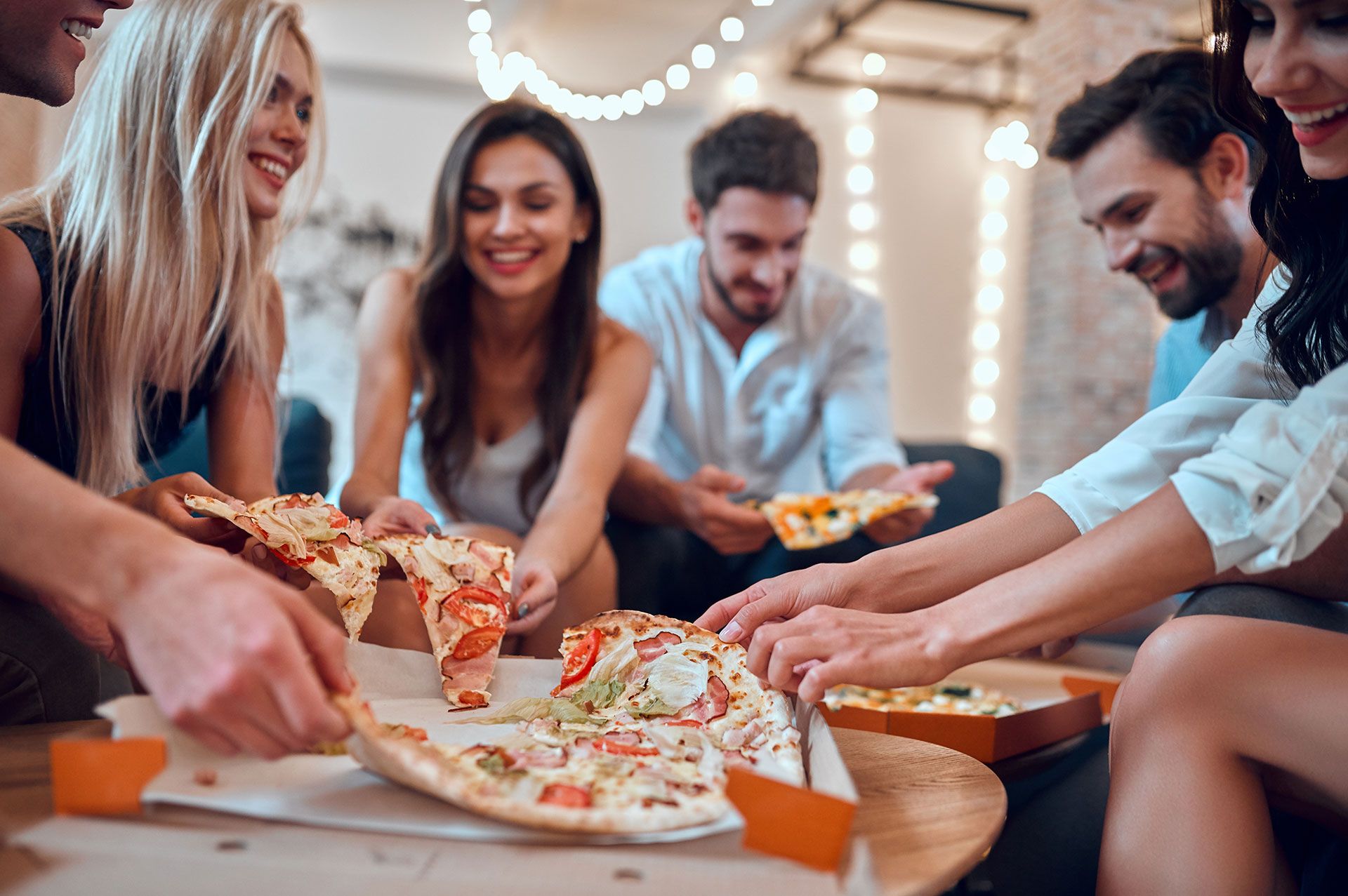 Group of young people having party