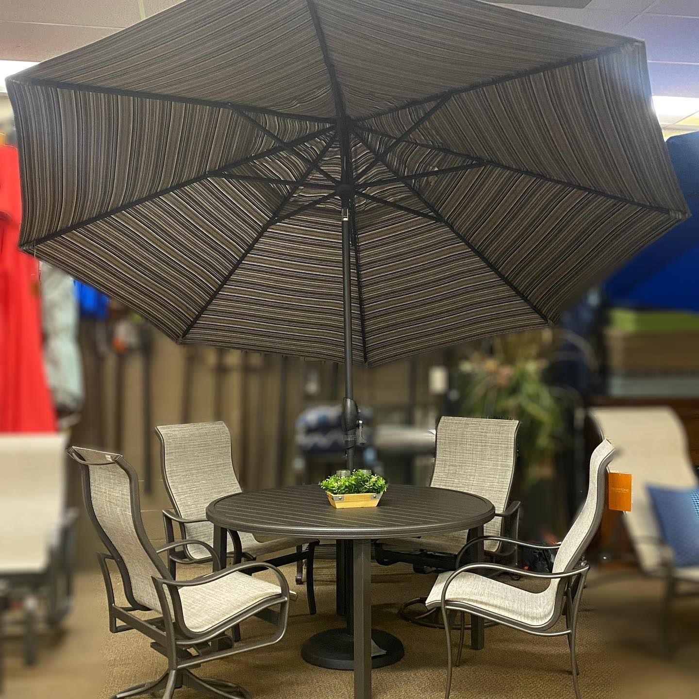 Patio umbrella covering furniture
