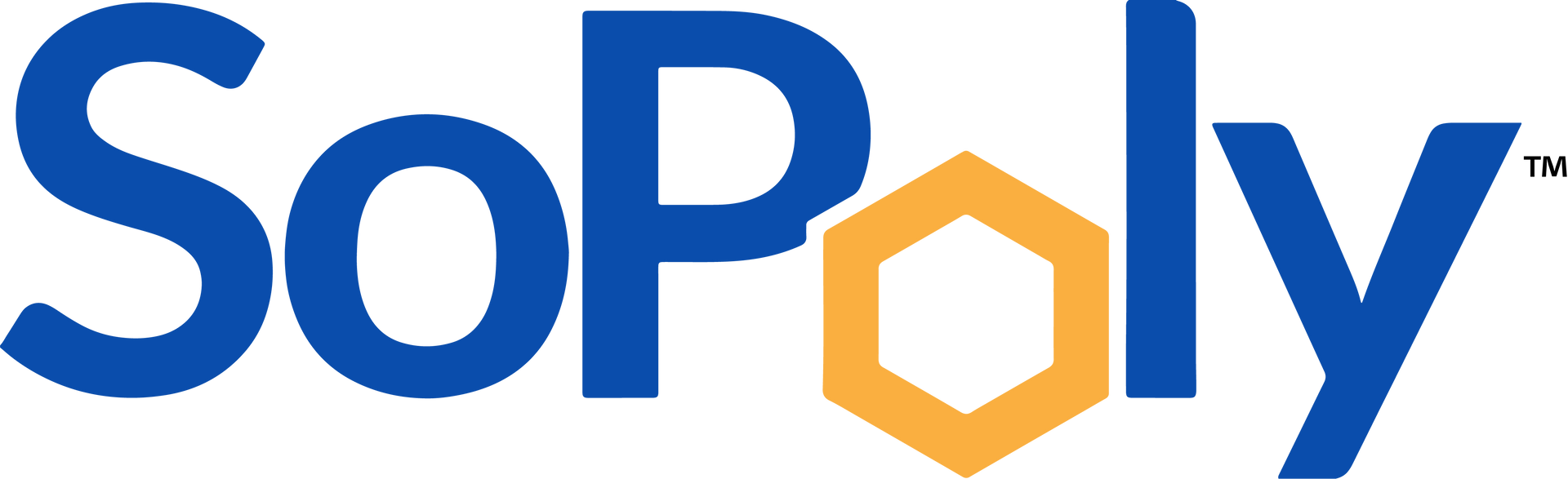 A blue and orange logo for sopoly on a white background