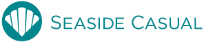 A logo for seaside casual is shown on a white background.
