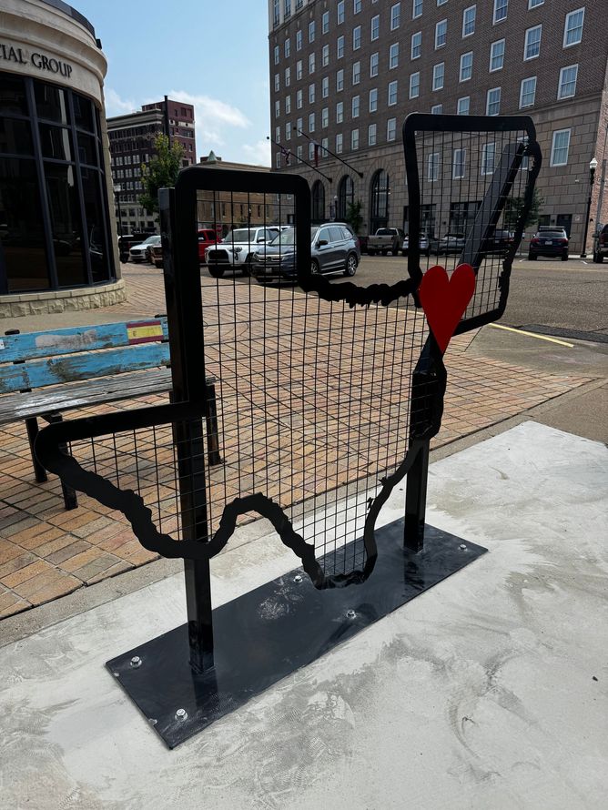 Texarkana Love Locks  structure in downtown Texarkana