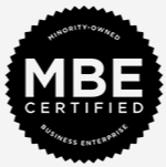 Black circular badge with