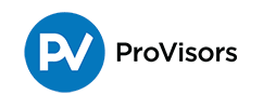 ProVisors logo with blue “PV” icon and black wordmark on a white background