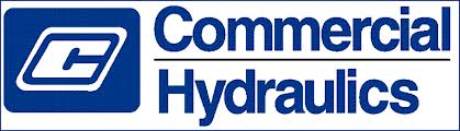 A blue and white logo for commercial hydraulics
