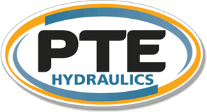 A logo for pte hydraulics is shown on a white background.