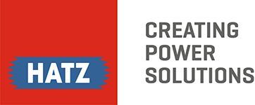 The hatz logo is red and blue and says `` creating power solutions ''.